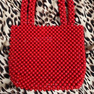 RED BEADED PURSE